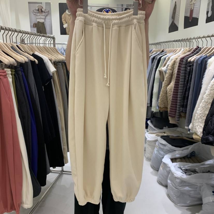 YUNBAL韓國代購女士新款休閑推薦時尚熱賣休閑褲保暖羅紋YUNBAL休閑褲