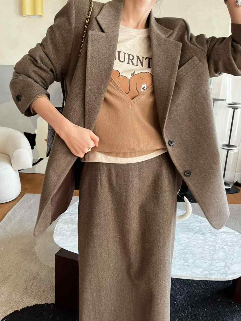 PRIVIE/H/LOW GAUGE韓國代購女士新品熱賣西裝西服人字紋PRIVIE/H/LOW GAUGE西裝/西服