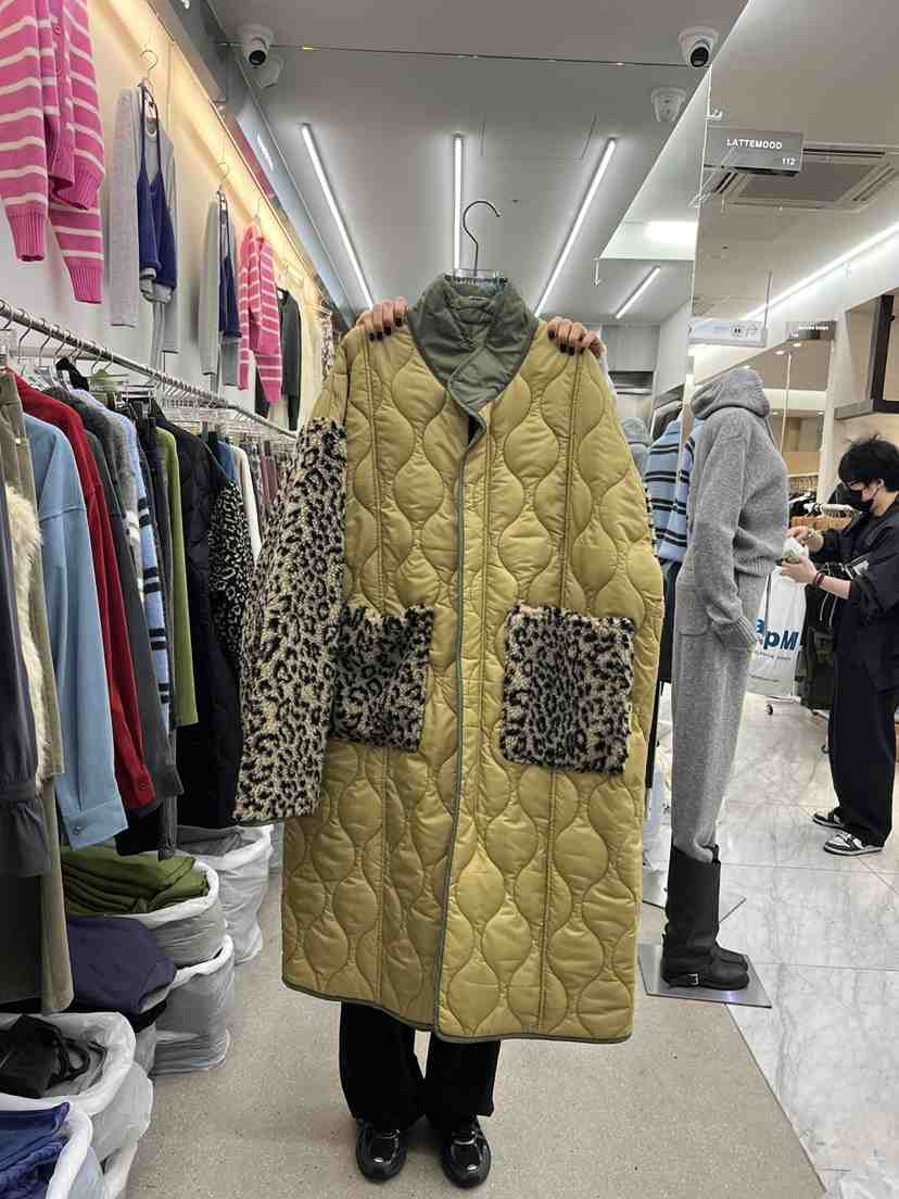 LATTEMOOD韓國代購女士新品時尚休閑真品中長款大衣豹紋雙面LATTEMOOD中長款大衣