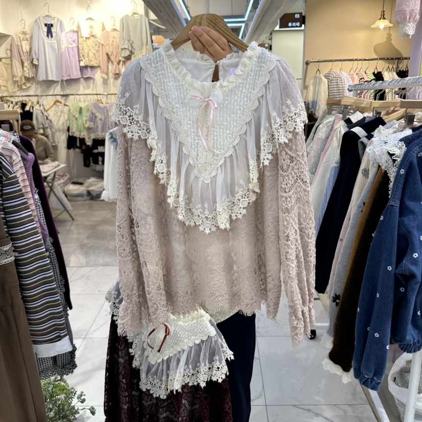 MS東大門實拍女士新款時尚真品熱賣人氣休閑推薦襯衫蕾絲衫MS襯衫/蕾絲衫
