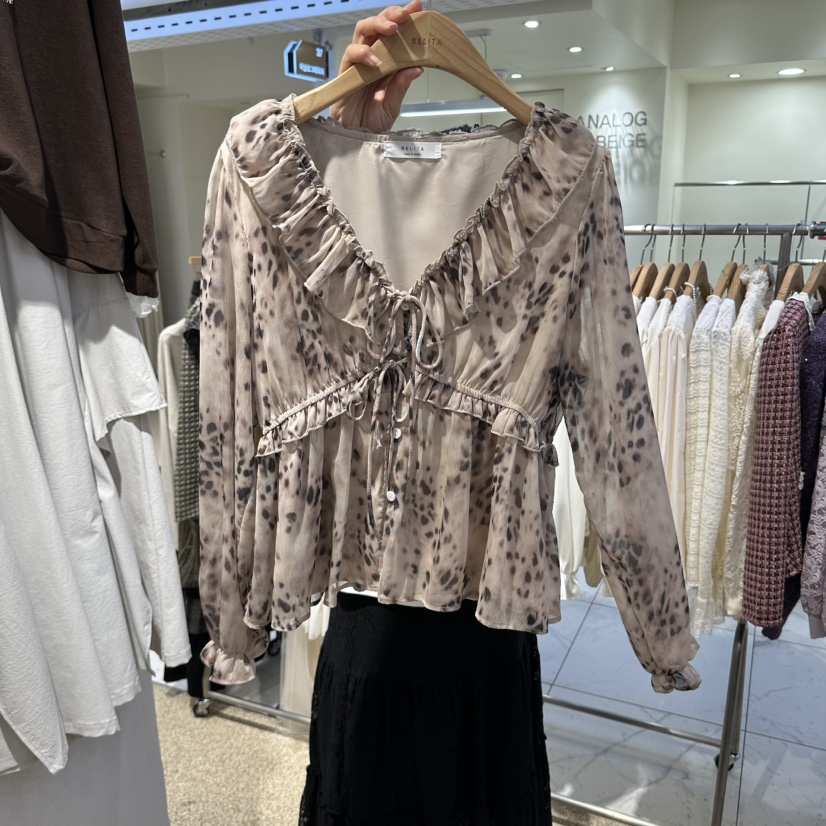 BELITA韓國代購女裝新品推薦休閑真品襯衫蕾絲衫荷葉邊雪紡BELITA襯衫/蕾絲衫