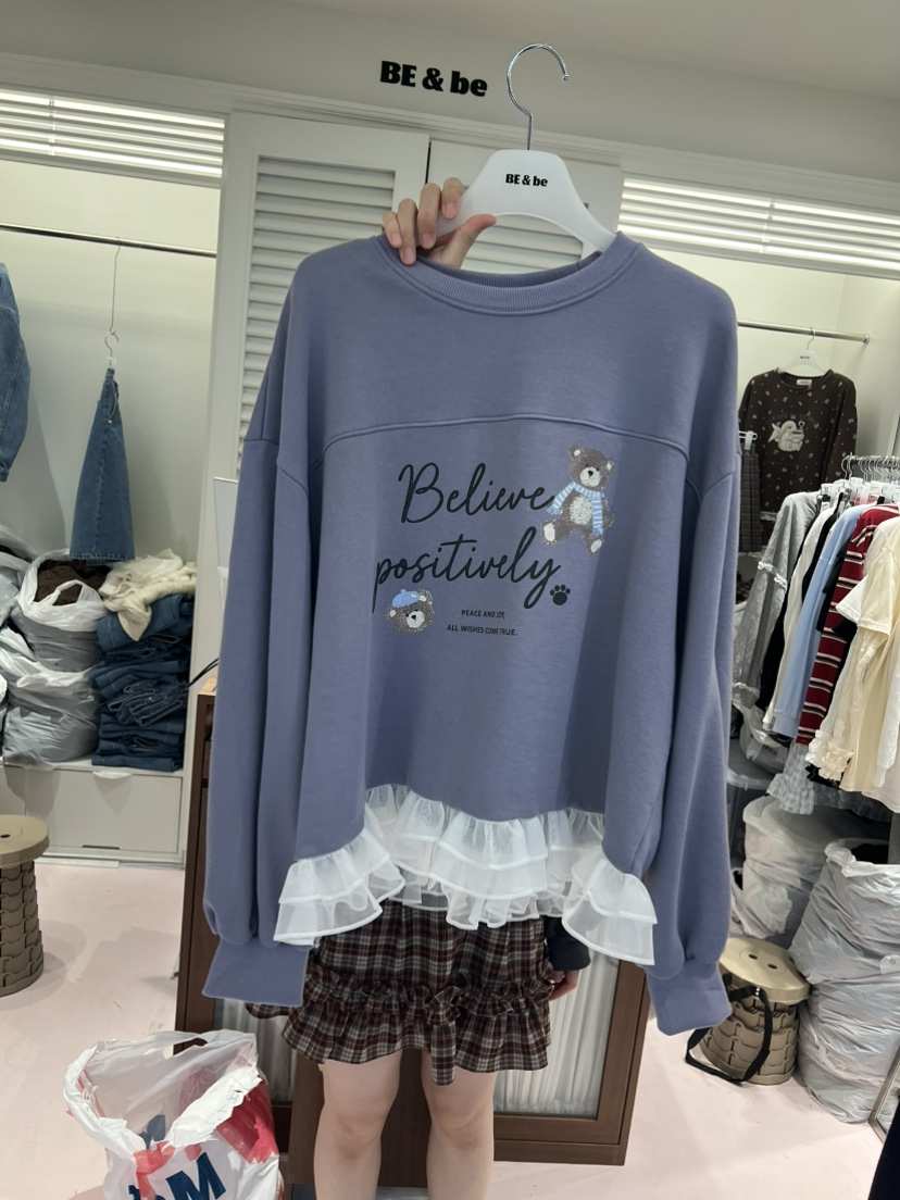 BE&amp;BE東大門直郵女裝新款熱賣人氣休閑真品衛衣圍巾BE&be衛衣