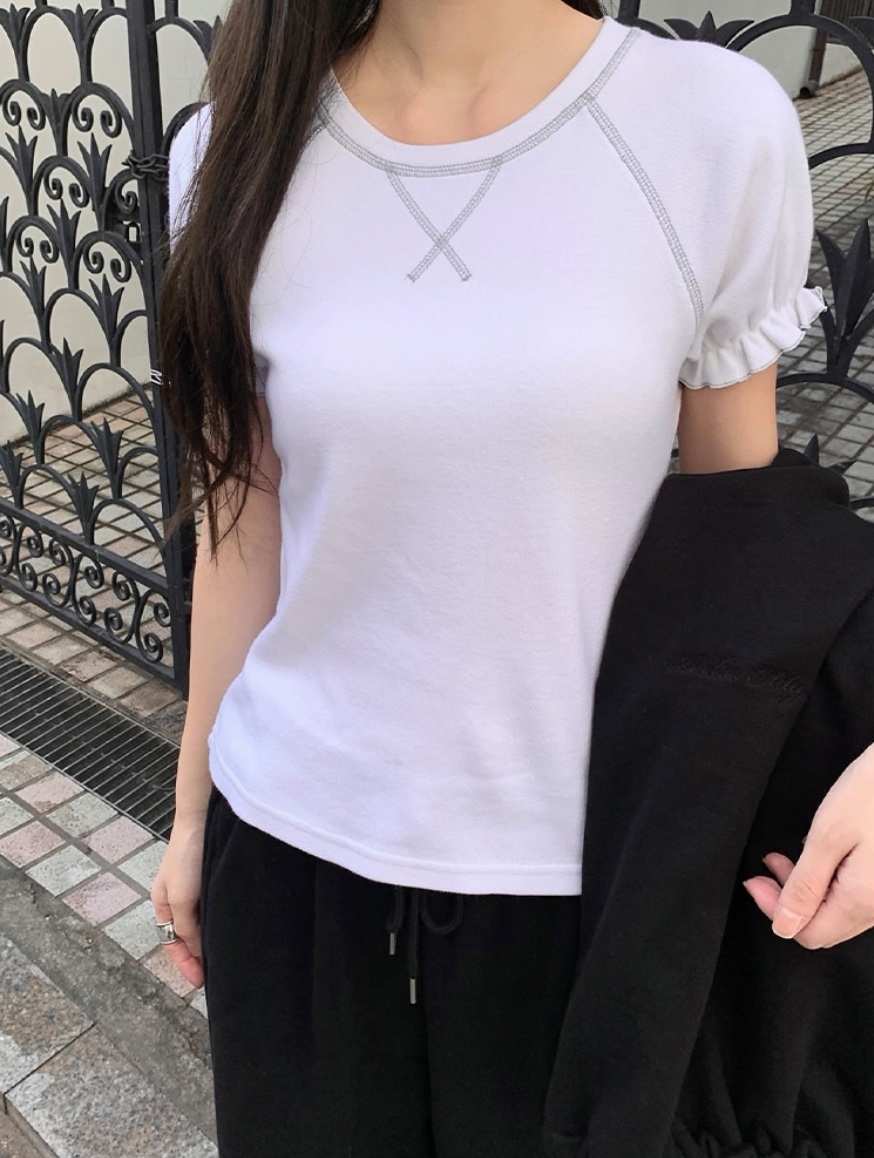 BLACK PIG/BERTO韓國直郵女士新品時尚T恤安哥拉泡泡袖BLACK PIG/BERTOT恤