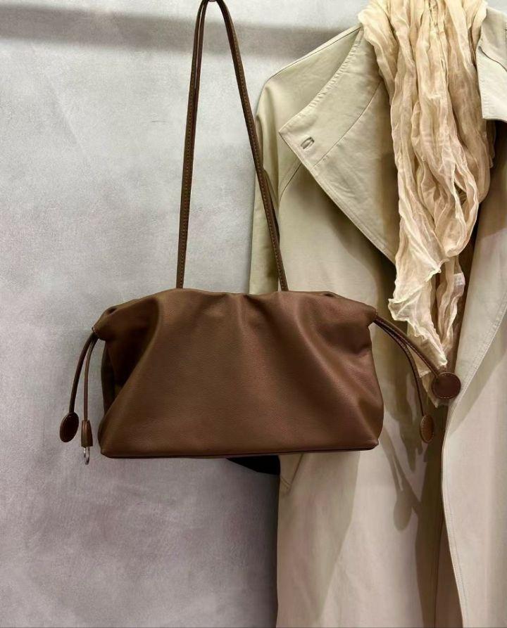 TROUVAILLE東大門直郵女裝新品熱賣休閑單肩斜跨包牛皮褶皺TROUVAILLE單肩/斜跨包