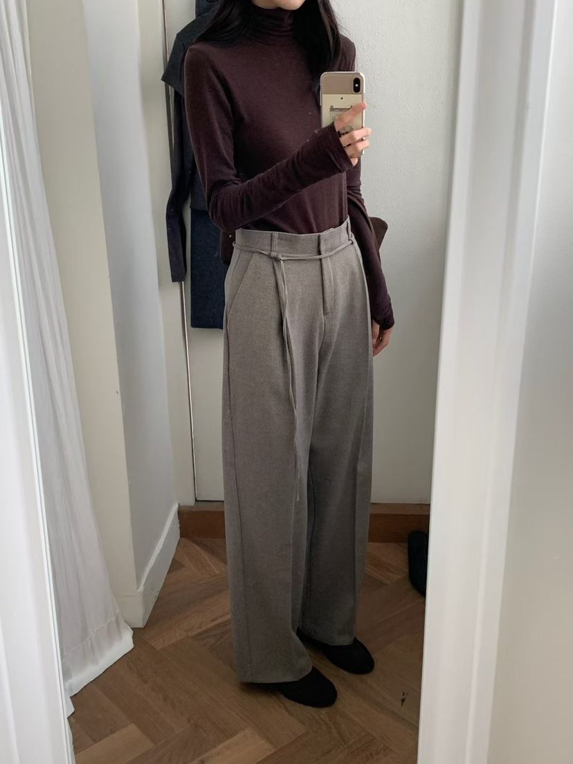 ANDYOUBROWN東大門代購女裝新品熱賣時尚休閑褲含腰繩系帶ANDYOUBROWN休閑褲