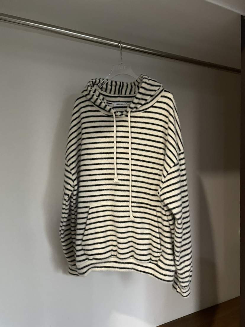 OKIE韓國直郵女裝新款真品熱賣推薦時尚衛衣連帽衫毛絨條紋OKIE衛衣