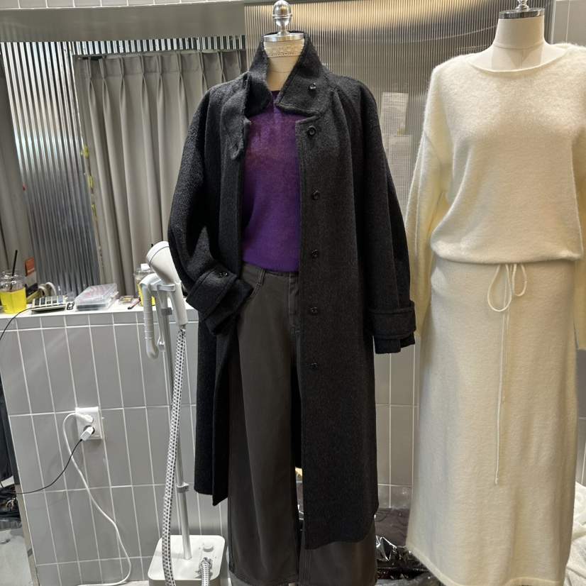 ALEGRE東大門直郵女士新品人氣時尚中長款大衣含腰帶高領ALEGRE中長款大衣
