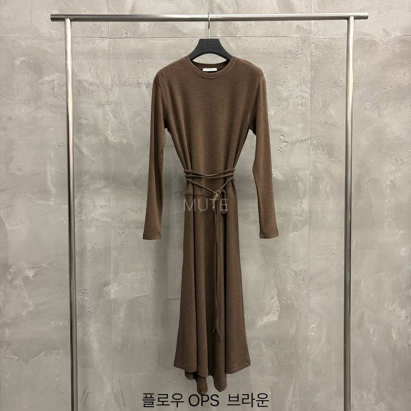 MUTE-P韓國直郵女裝新品人氣推薦時尚休閑連衣裙OPS含腰繩MUTE連衣裙