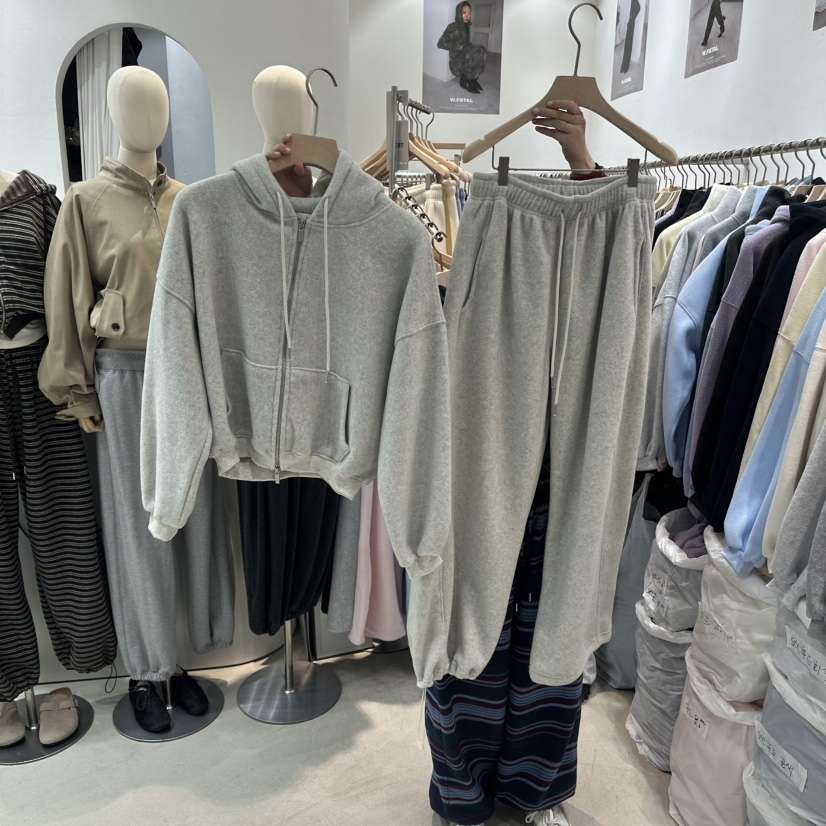 W.FATAL東大門實拍女裝新品休閑套裝雙面抓絨連帽衫加絨W.FATAL套裝