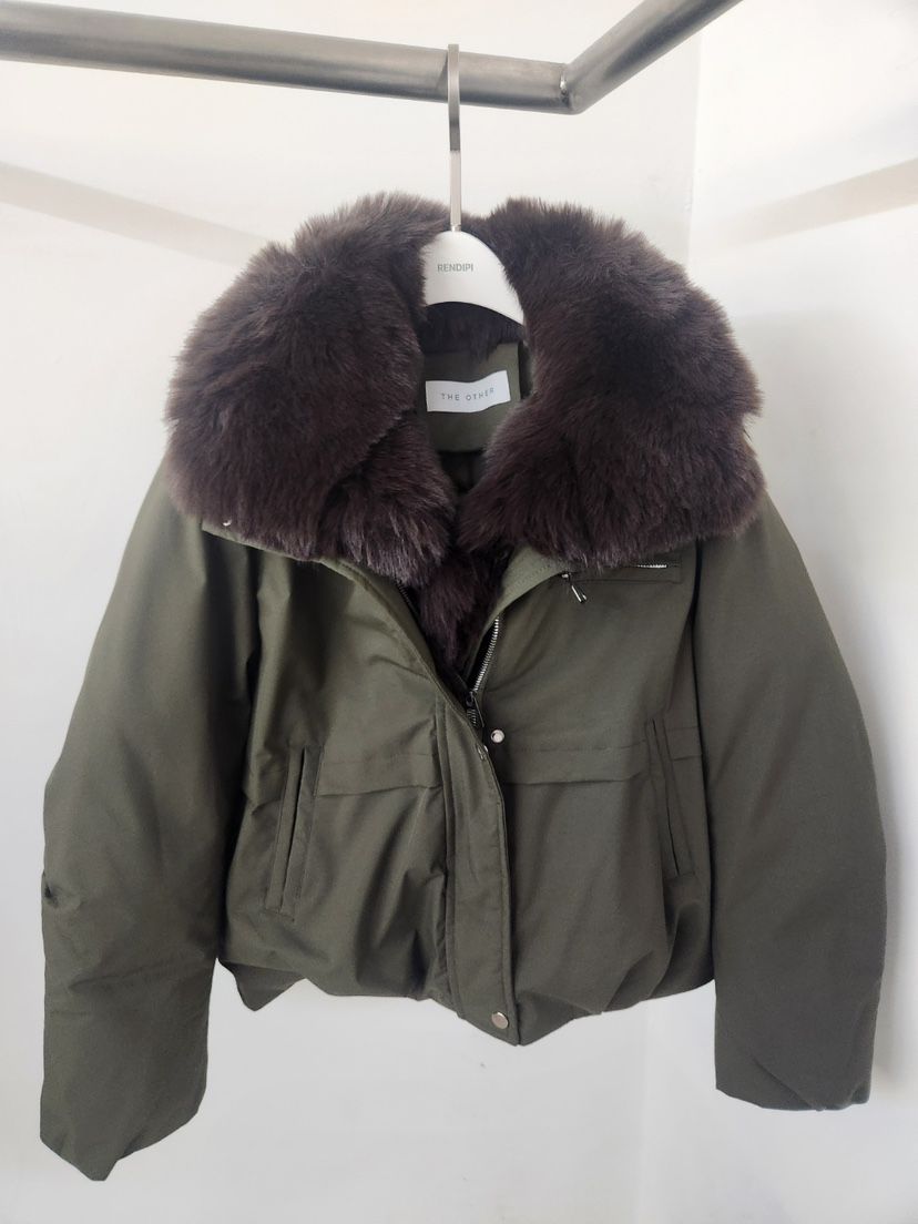 THE OTHER韓國直郵女裝新品休閑熱賣短款棉服可拆卸毛絨THE OTHER短款棉服
