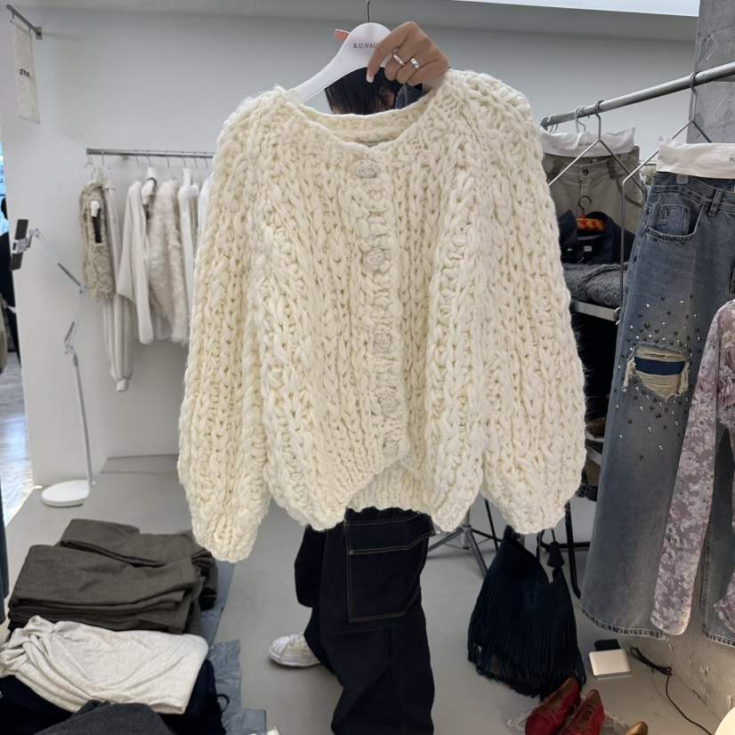 R U VAULT東大門實拍女裝新品推薦休閑毛衣手工編織開衫R U VAULT毛衣
