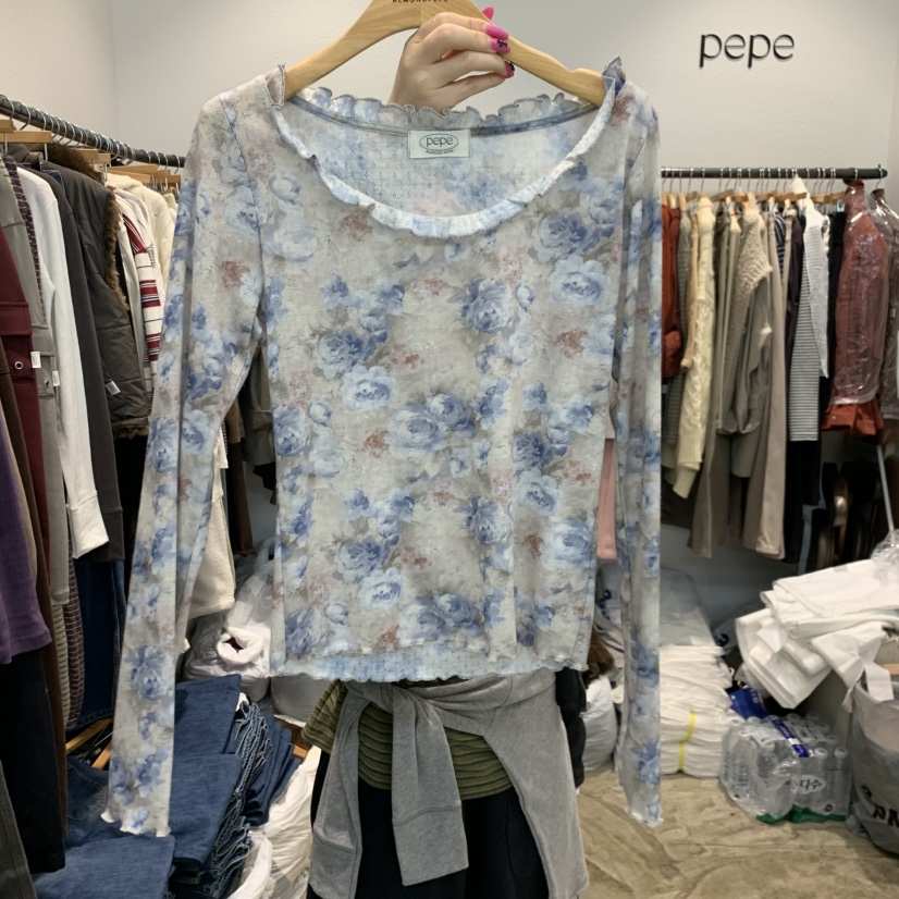 ALMOND PEPE韓國代購女裝新品休閑熱賣人氣推薦時尚長袖T恤ALMOND PEPE長袖T恤