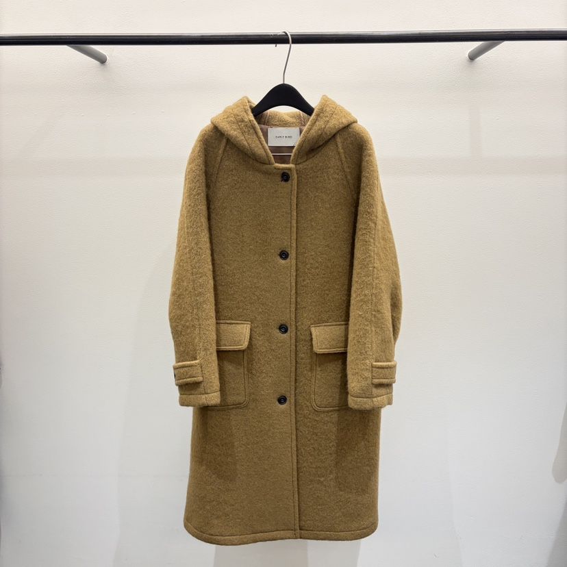 EARLY BIRD東大門直郵女士新品真品時尚中長款大衣羊駝連帽EARLY BIRD中長款大衣