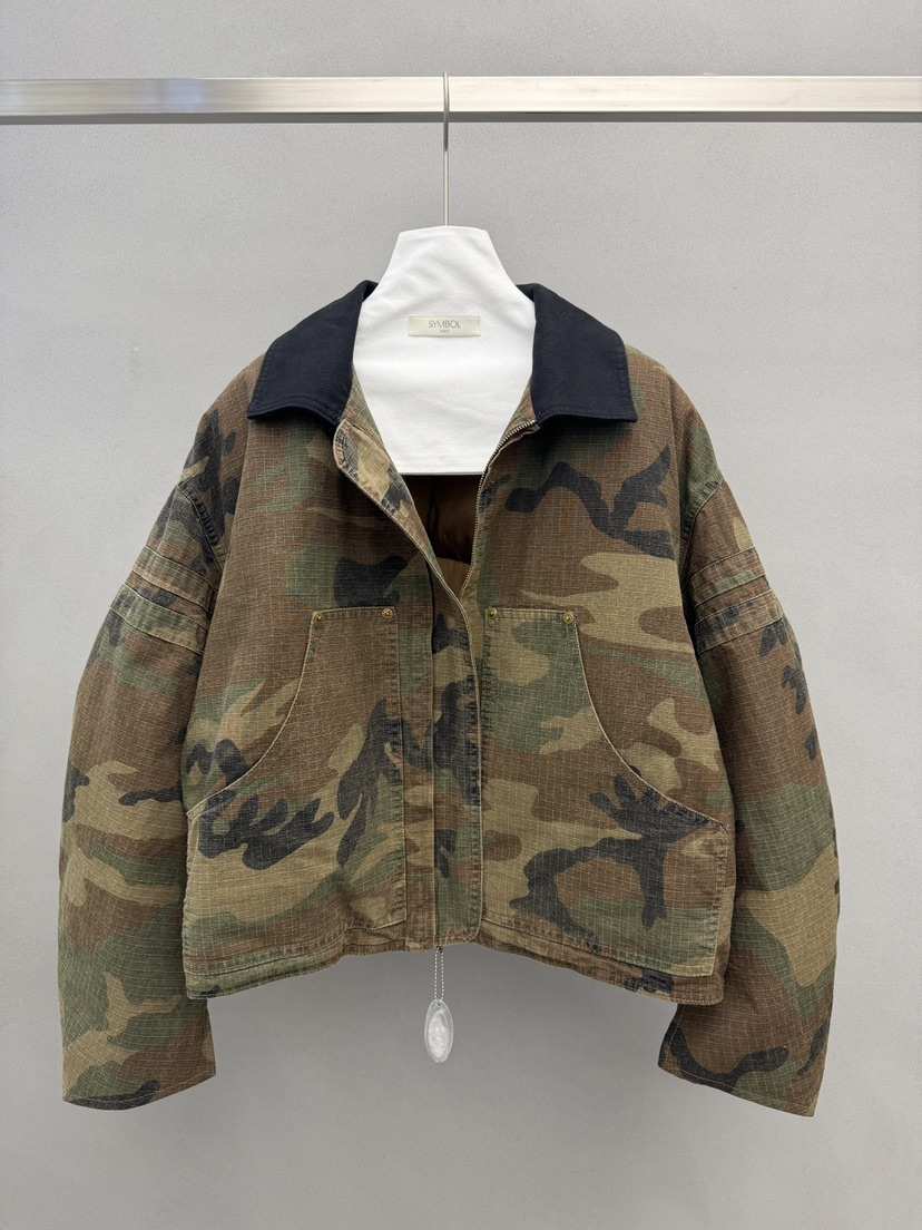 SYMBOL韓國直郵女裝新款休閑推薦真品短款羽絨服羽絨服迷彩SYMBOL短款羽絨服