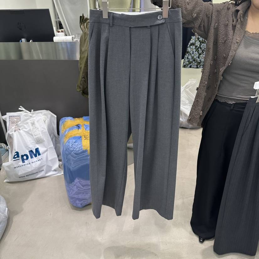 WAVEWATER東大門實拍女裝新品職業時尚真品熱賣休閑褲條紋WAVEWATER休閑褲