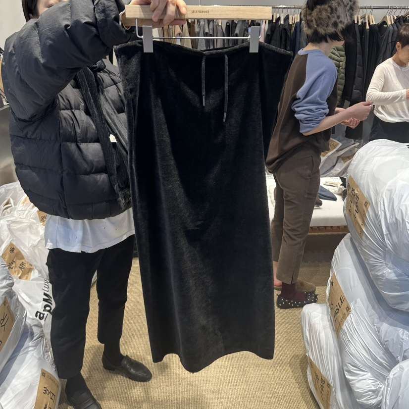 SELF SERVICE/MASOF韓國直郵女裝新品人氣休閑長裙天鵝絨SELF SERVICE/MASOF長裙