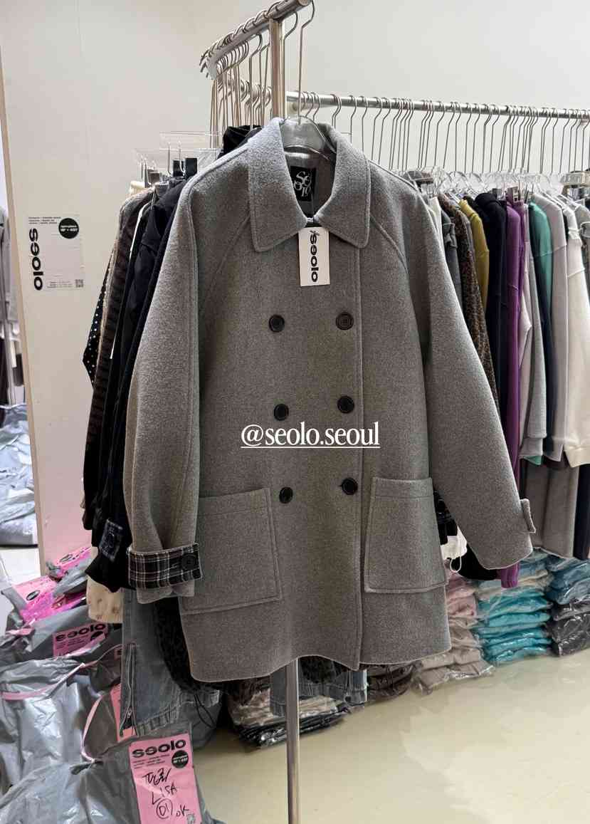 SEOLO東大門代購女裝新款真品熱賣推薦休閑中長款大衣雙領Seolo seoul中長款大衣