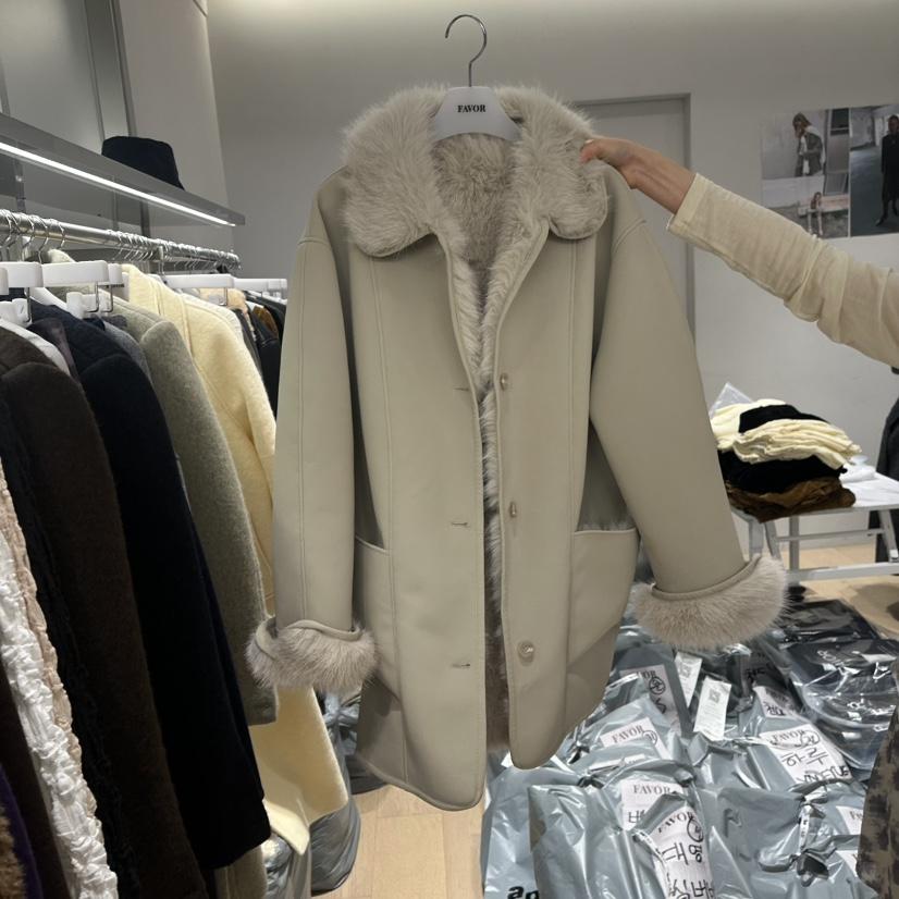 FAVOR-P韓國直郵女裝新款熱賣真品人氣推薦休閑中長款大衣FAVOR-P中長款大衣