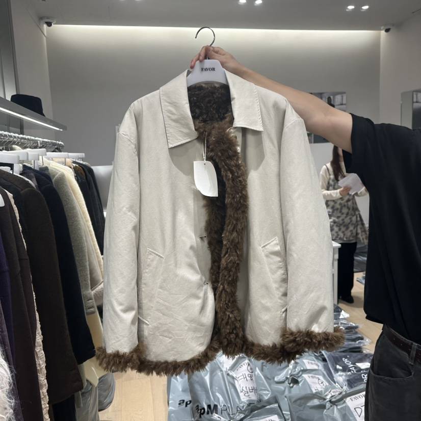 FAVOR-P韓國直郵女裝新品真品推薦人氣時尚短款大衣兩面穿FAVOR-P短款大衣
