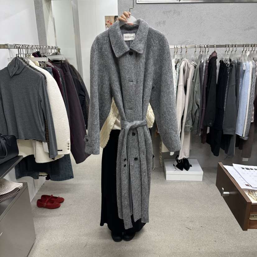 WEARABLE-L韓國代購女士新款人氣真品熱賣中長款大衣含腰帶WEARABLE中長款大衣