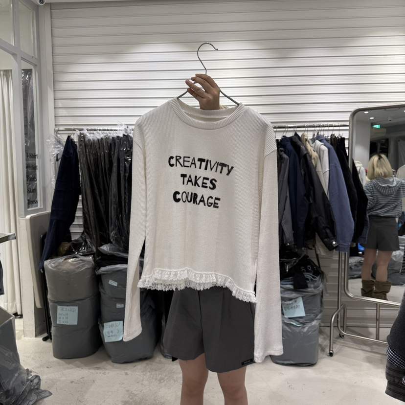 BRICKLANE東大門實拍女裝新品真品人氣熱賣長袖T恤蕾絲羅紋BRICKLANE長袖T恤