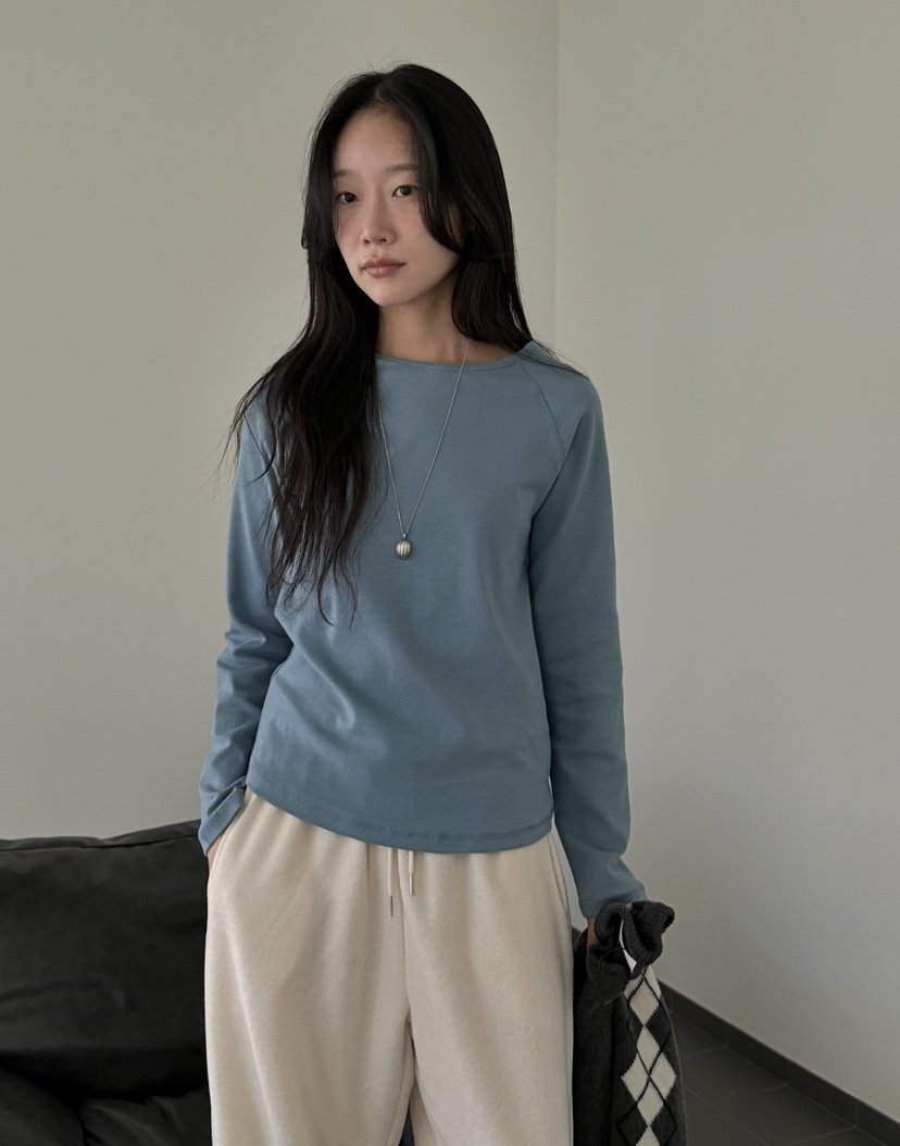 AMY GRACE-A韓國代購女裝新款休閑時尚長袖T恤抓絨插肩AMY GRACE長袖T恤