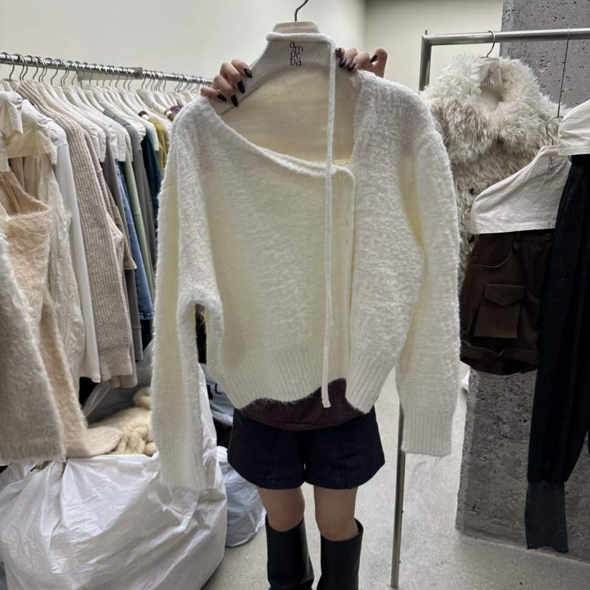 AMOEBA東大門實拍女裝新款休閑真品時尚熱賣人氣開衫含繩AMOEBA開衫