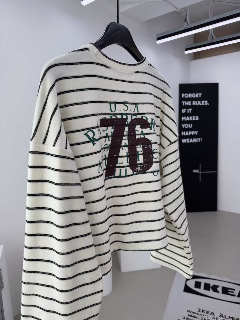 RED-A韓國代購女裝新品真品休閑時尚熱賣推薦衛衣毛圈條紋RED-A衛衣