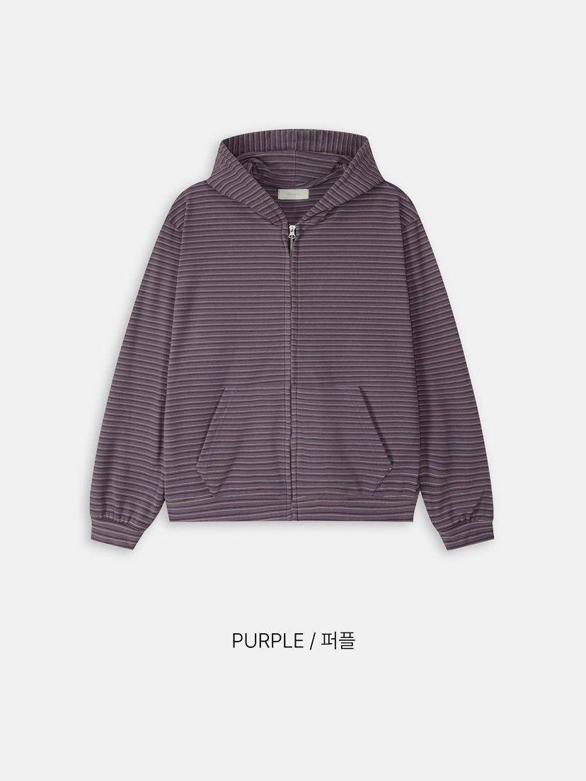 WOOGIE韓國直郵女士新品時尚衛衣拉鏈連帽衫男女同款抓絨條紋WOOGIE衛衣