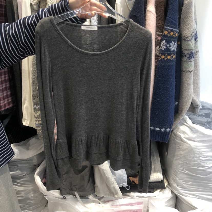 RIVEROOM韓國直郵女士新品休閑推薦真品熱賣人氣時尚長袖T恤RIVEROOM長袖T恤