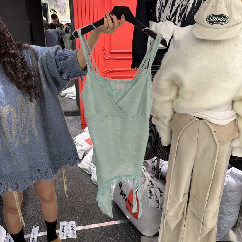 RARE CLOSET韓國直郵女士新款真品熱賣吊帶背心蕾絲雙層RARE CLOSET吊帶/背心