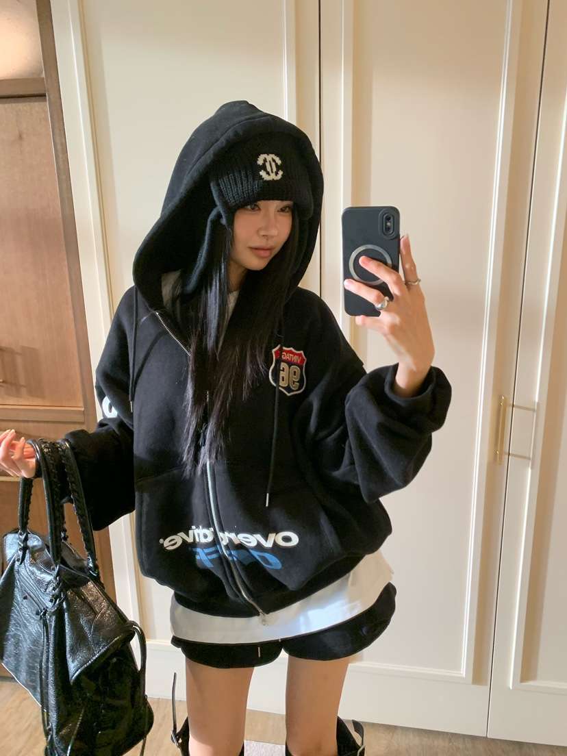 BADCALM韓國直郵女裝新款熱賣推薦人氣時尚衛衣拉鏈連帽衫BADCALM衛衣