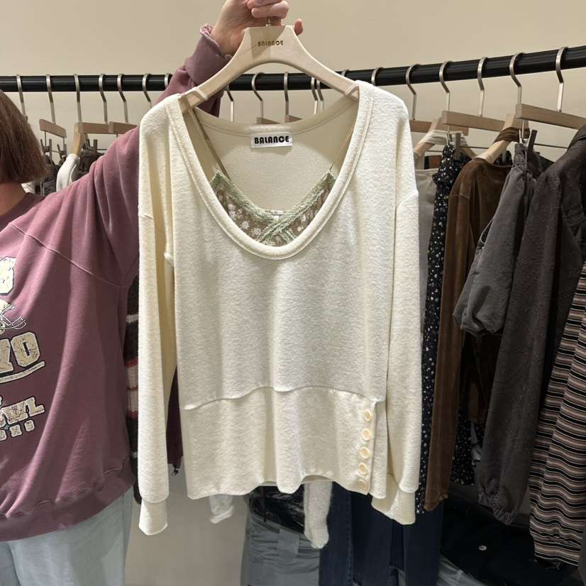 BALANCE東大門實拍女裝新品時尚長袖T恤不含內搭柔軟蓬松BALANCE長袖T恤