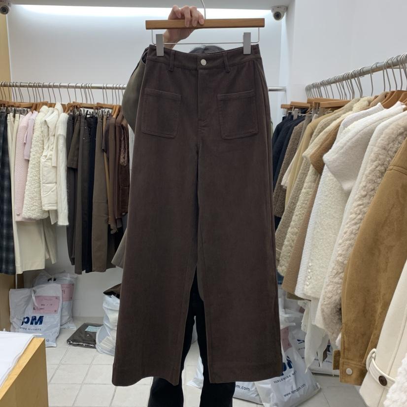 DRESS ROOM東大門實拍女裝新款人氣推薦休閑褲燈芯絨口袋DRESS ROOM休閑褲