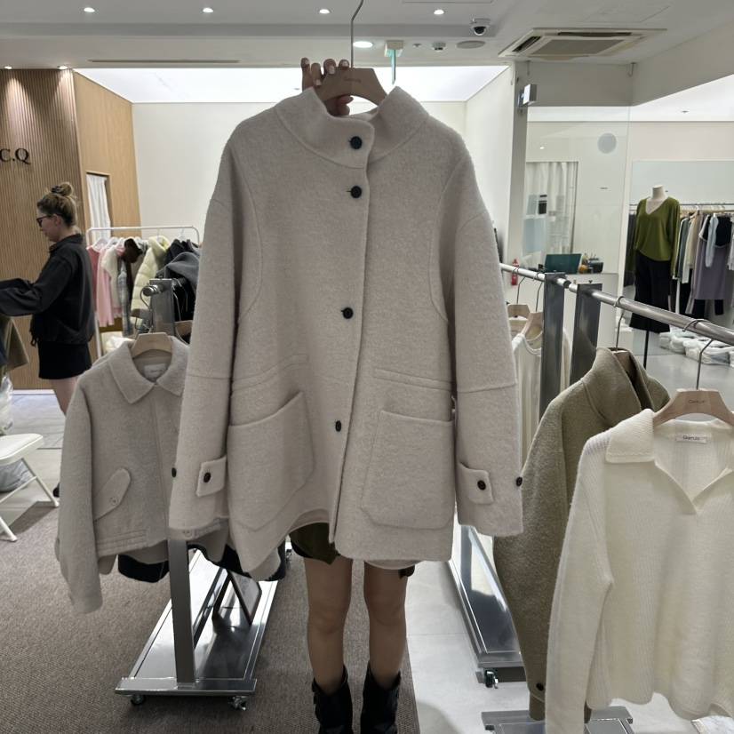 GAM JA東大門代購女士新品休閑推薦熱賣人氣中長款大衣高領GAM JA中長款大衣