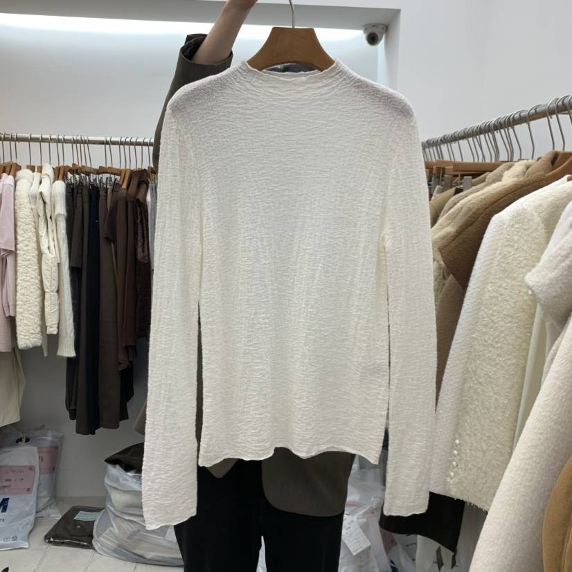 DRESS ROOM東大門直郵女裝新款休閑真品熱賣長袖T恤皺紋DRESS ROOM長袖T恤