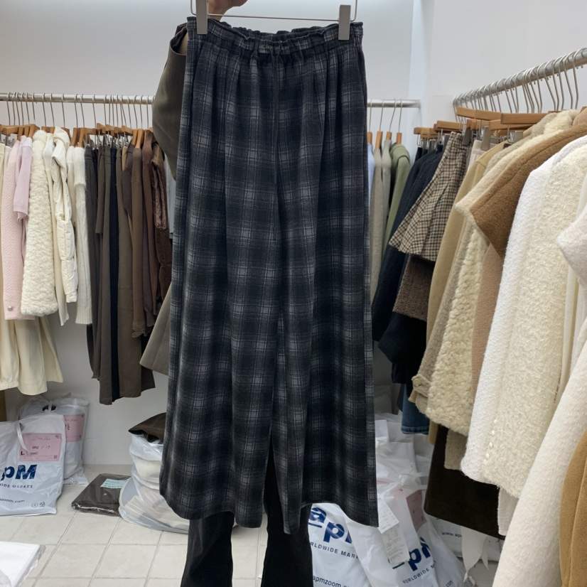DRESS ROOM韓國代購女士新款休閑人氣真品熱賣休閑褲格子DRESS ROOM休閑褲
