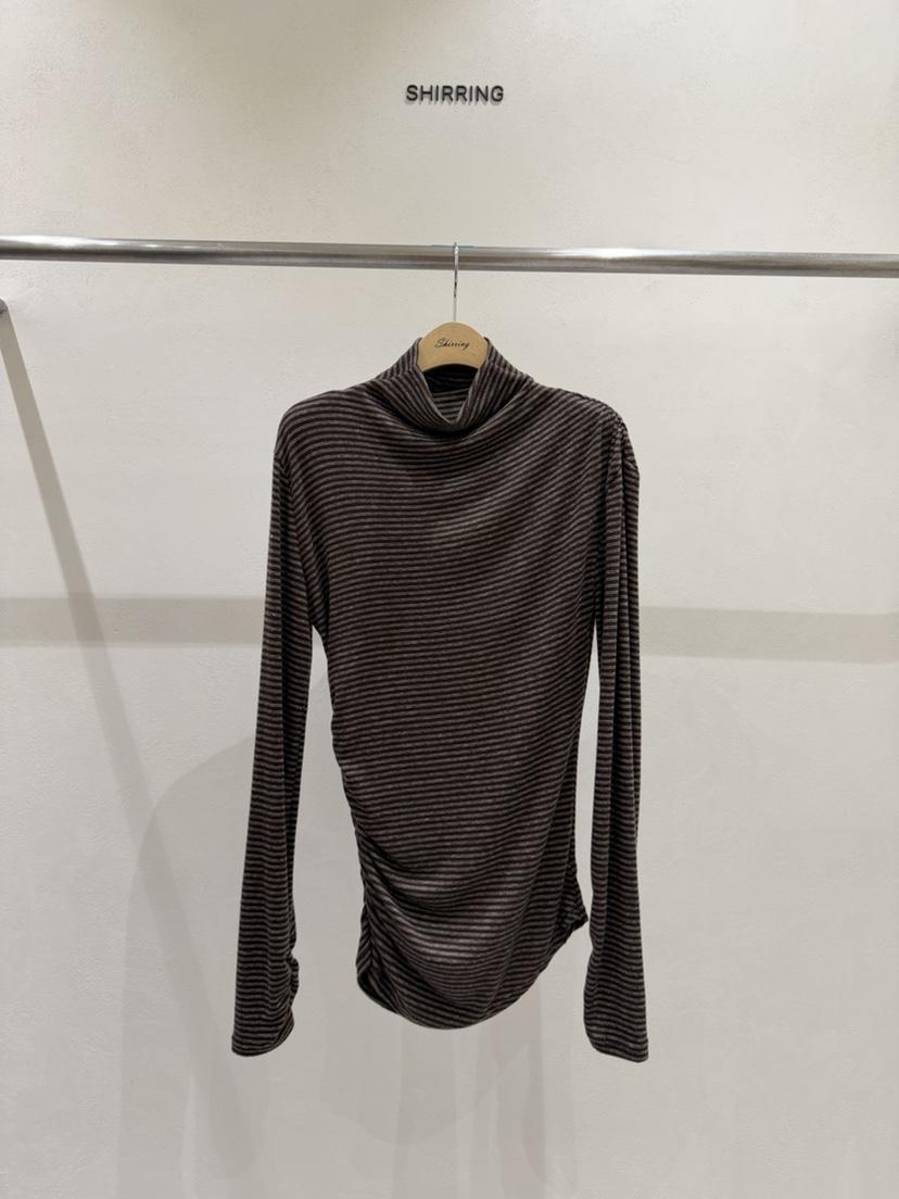 SHIRRING韓國直郵女裝新款熱賣時尚真品長袖T恤不對稱高領SHIRRING長袖T恤