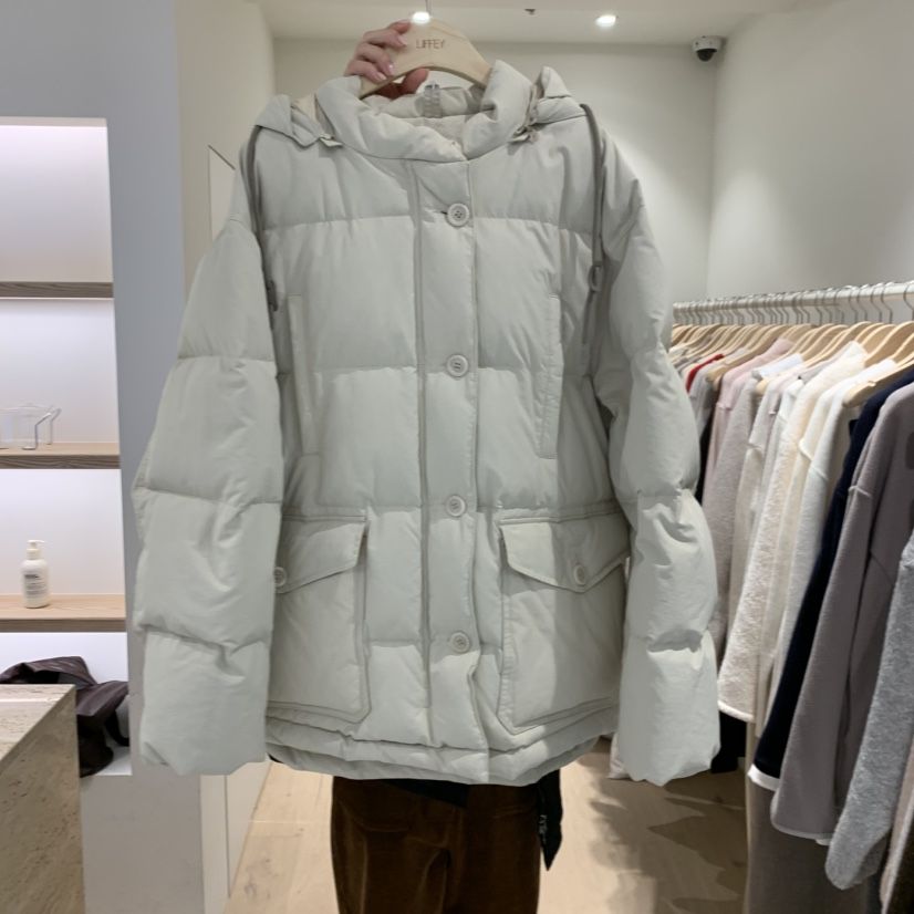 LIFFEY韓國直郵女裝新品休閑短款羽絨服帽子可拆卸羽絨服連帽鴨絨LIFFEY短款羽絨服