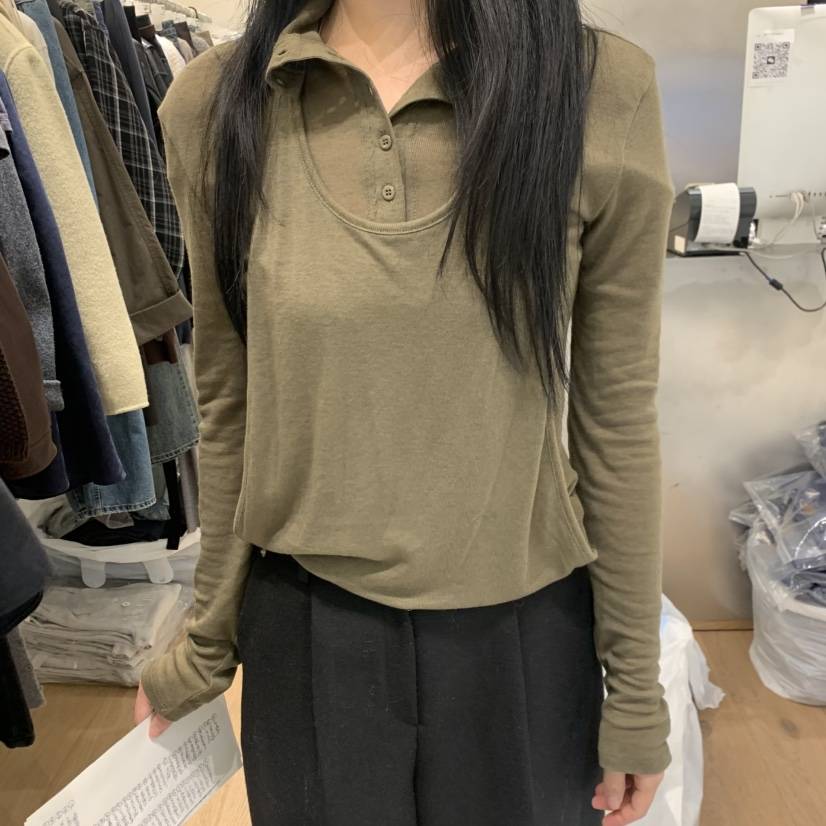 MEET ME東大門直郵女士新品推薦休閑熱賣人氣長袖T恤假兩件Meet me長袖T恤