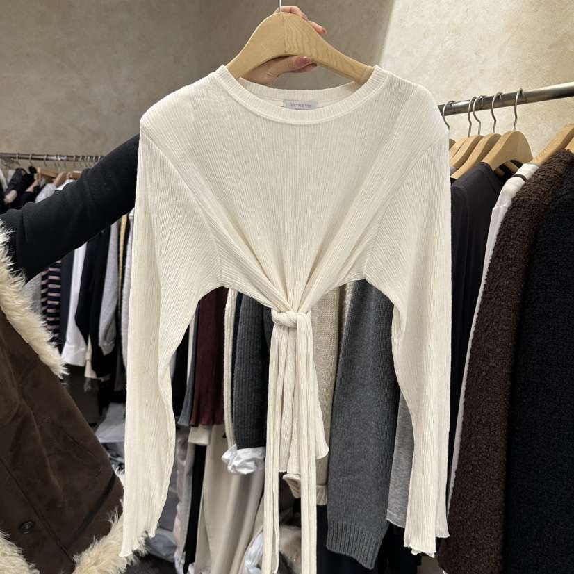 VINTAGE VIBE東大門代購女士新品休閑時尚長袖T恤含脖帶VINTAGE VIBE長袖T恤