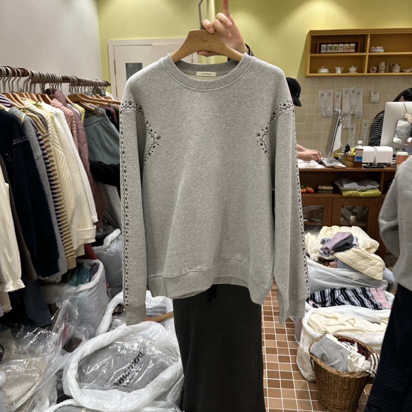 OURMOMENT韓國直郵女裝新品熱賣人氣真品休閑衛衣加絨刺繡OURMOMENT衛衣