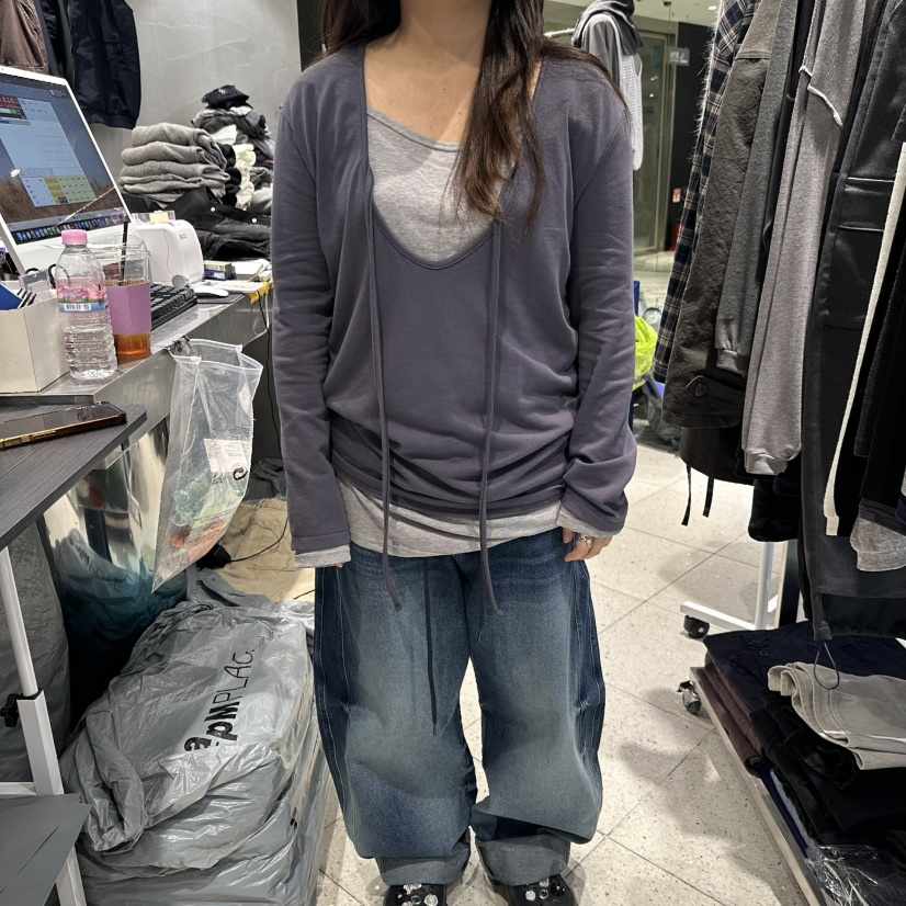 HERTZ-P韓國直郵女士新品時尚休閑推薦職業人氣長袖T恤褶皺HERTZ-P長袖T恤