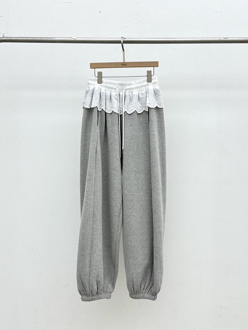 FIZZ韓國直郵女裝新品人氣推薦真品休閑職業休閑褲撞色蕾絲FIZZ休閑褲