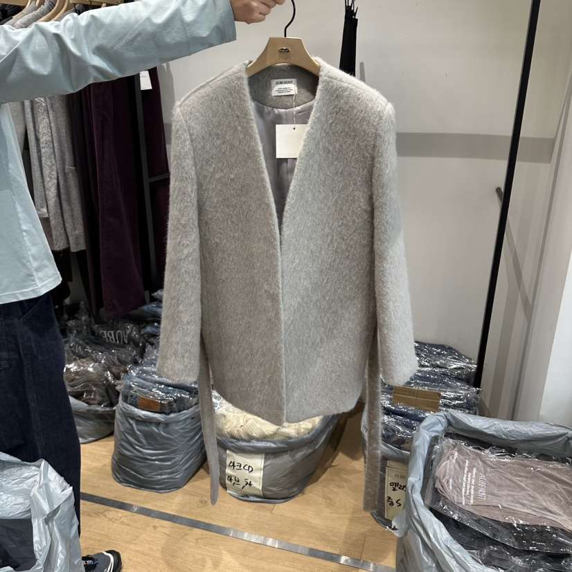 aube nunt東大門直郵女裝新品人氣推薦時尚短款大衣含腰帶aube nunt短款大衣