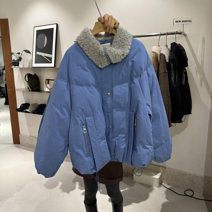ANDMORE BUTTON東大門直郵女裝新品推薦短款羽絨服羊皮羽絨絎縫ANDMORE BUTTON短款羽絨服
