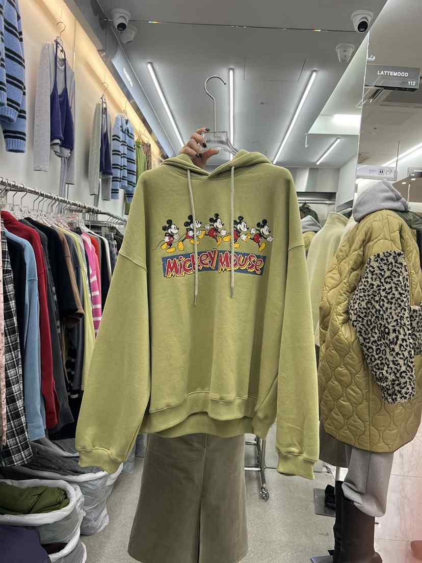 LATTEMOOD韓國代購女士新品休閑真品衛衣連帽衫米奇保暖雙層LATTEMOOD衛衣
