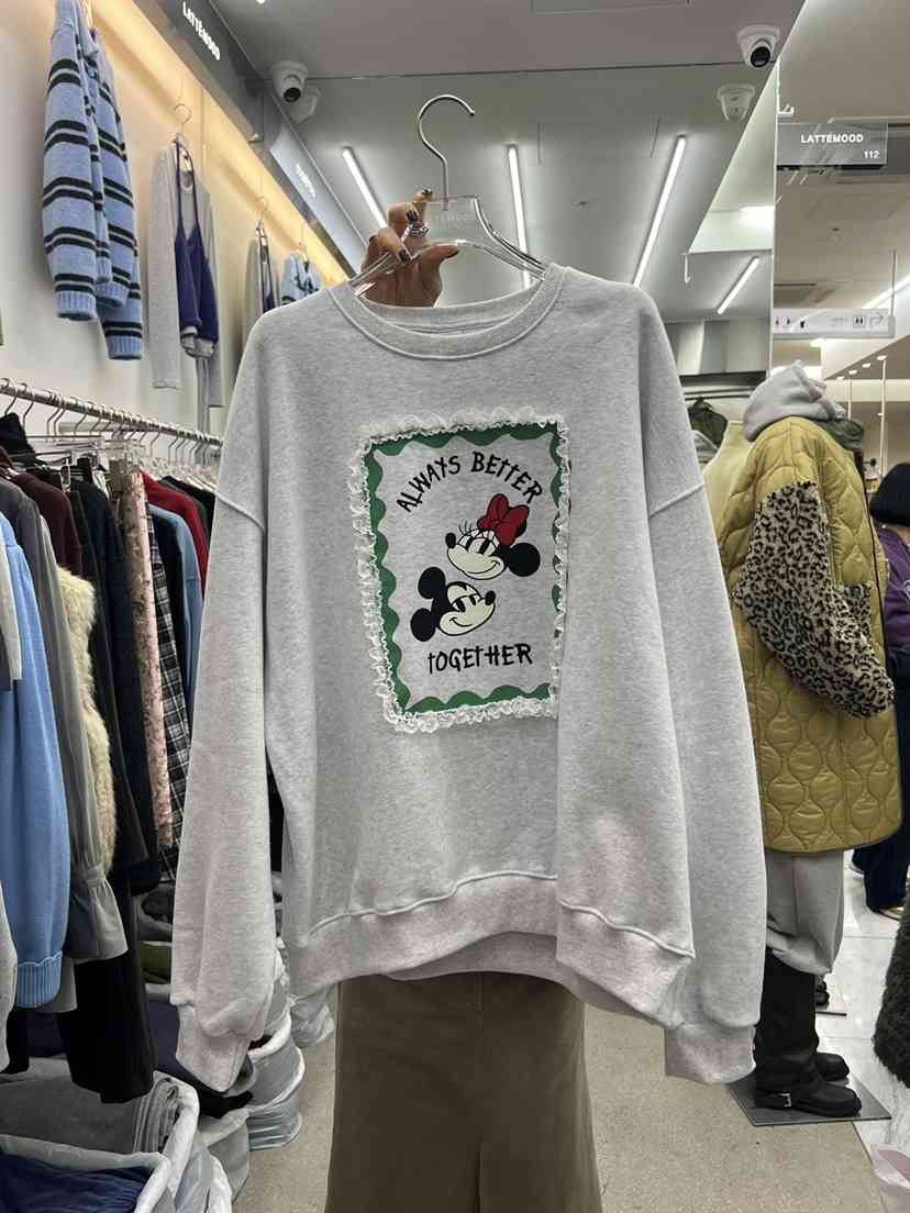 LATTEMOOD東大門代購女裝新品真品推薦衛衣帆布米奇拉絲雙面LATTEMOOD衛衣