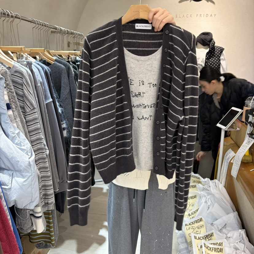 BLACKFRIDAY東大門代購女裝新品時尚休閑熱賣針織衫假兩件BLACK FRIDAY針織衫