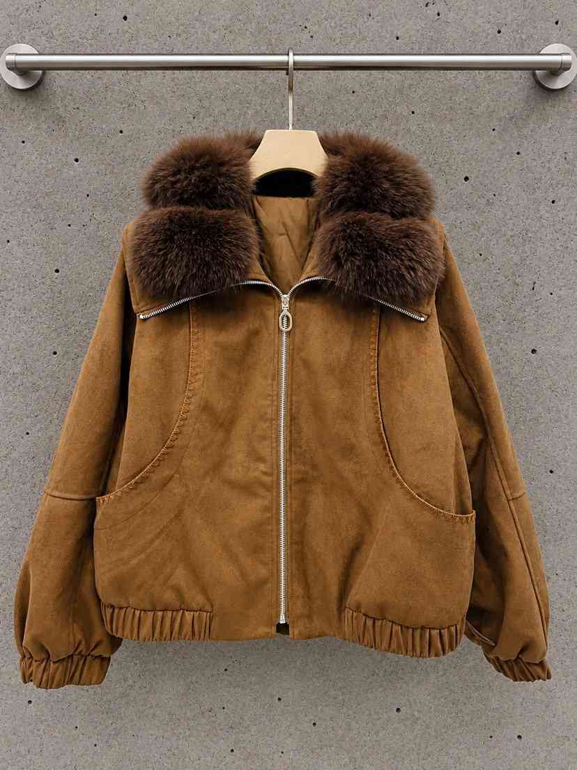 NYLON韓國直郵女士新品推薦短款羽絨服毛領可拆可拆卸羽絨狐貍鴨絨NYLON短款羽絨服